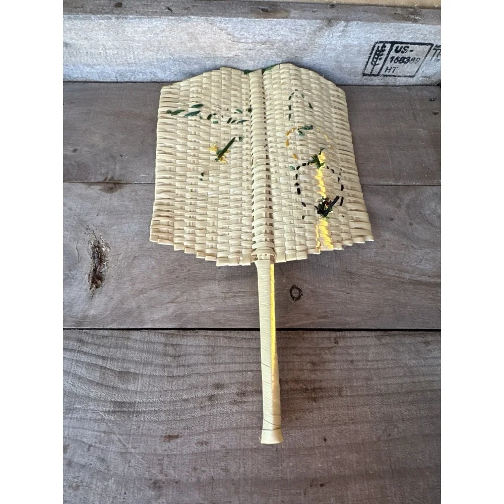 Old‎ Time Jamaican Hand Fan Souvenir Hand-made Straw Jamaican Decor